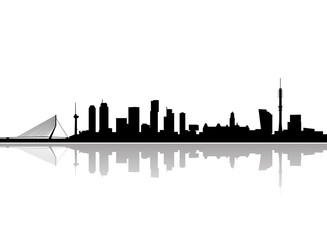 Fototapete Rotterdam Rotterdam Skyline als Vektorgrafik  © vectorine