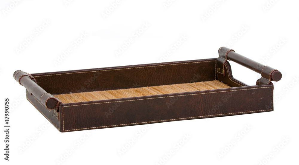 wooden tray over white background wooden tray over white background