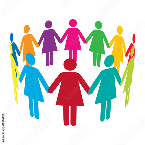 Vector Circle of Colourful Women