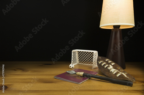 South African Zulu Shield and Spear on a Britsh passport with a photo