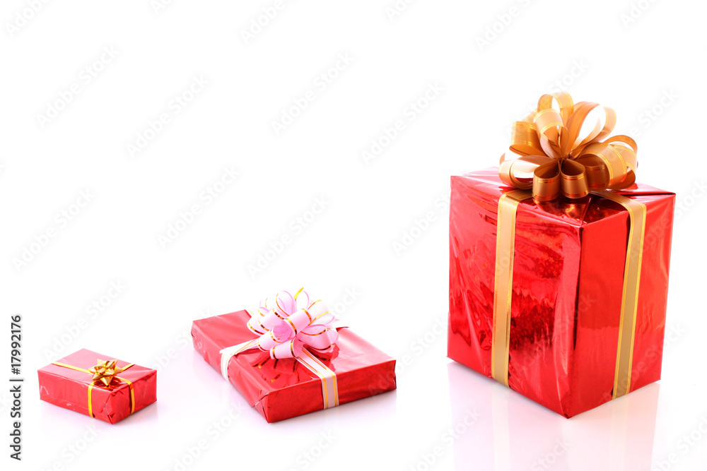 Obraz premium Several present boxes on white