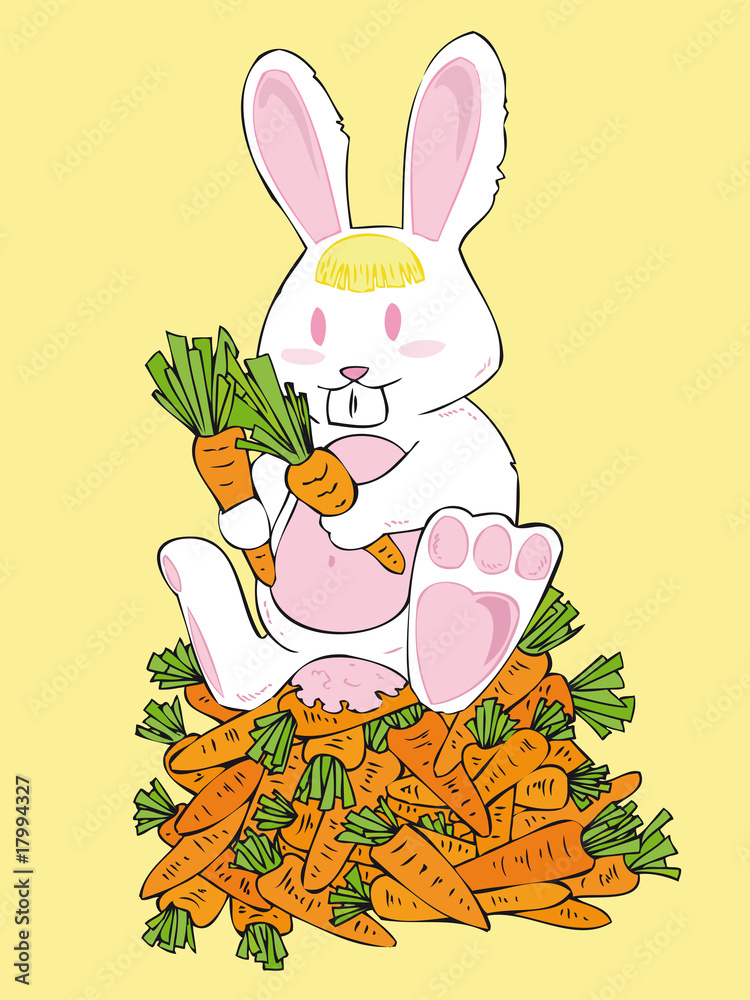 Fototapeta premium Rabbit on the carrots