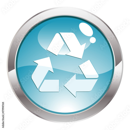 Gloss Button with Recycling Symbol
