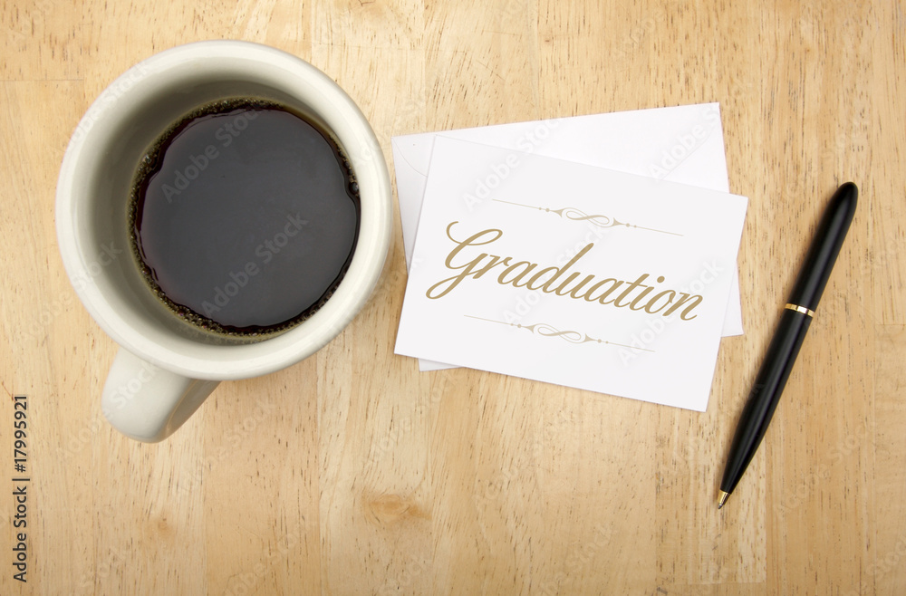 Graduation Note Card, Pen and Coffee Graduation Note Card, Pen and Coffee