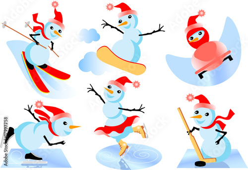 Athletic snowmen.