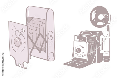 Vintage camera in a vector on a white background