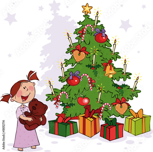 Little girl and Christmas Tree