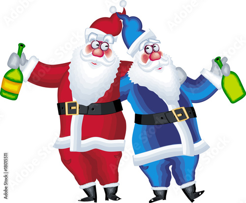 Two drunken Santa Clauses