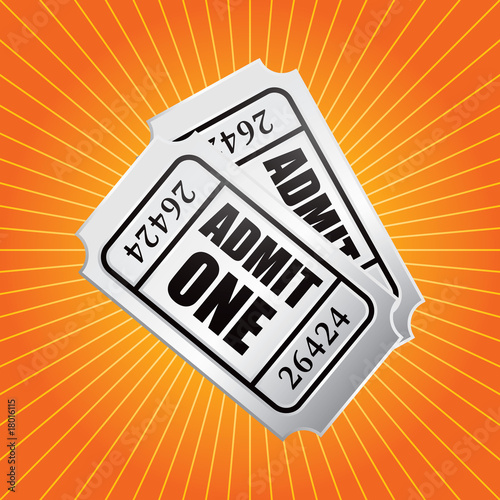 Movie tickets on orange starburst