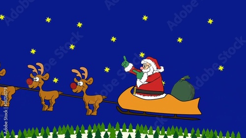 Weihnachtsmann im Rentierschlitten