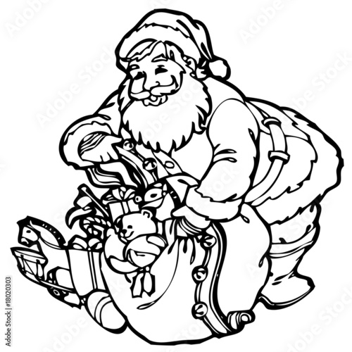 vector illustration santa with gifts