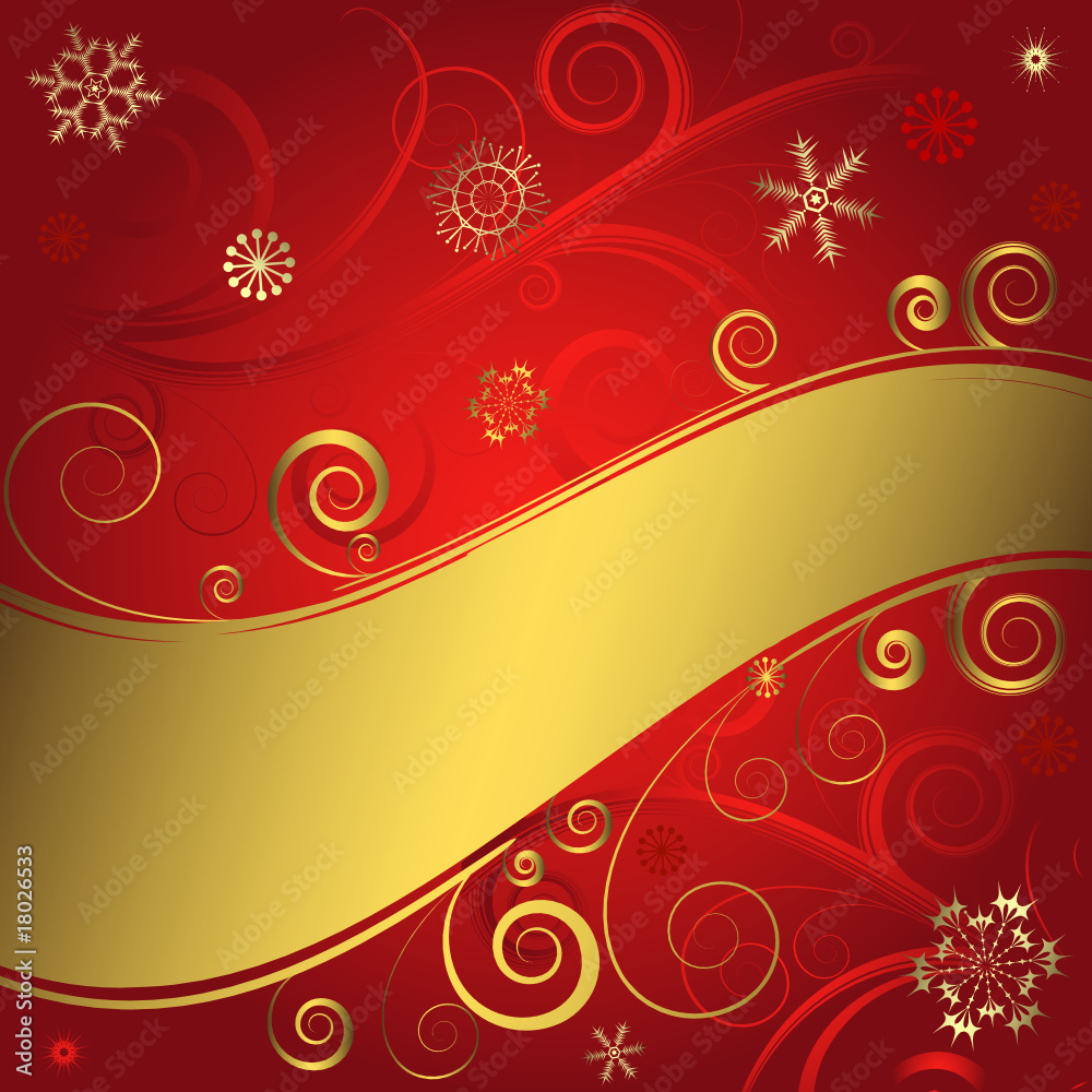 Red christmas background with golden frame Red christmas background with golden frame