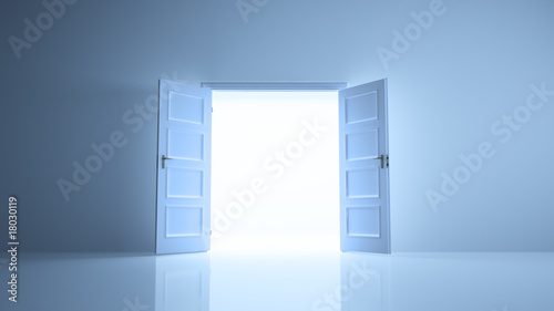Abstract room with open doors image