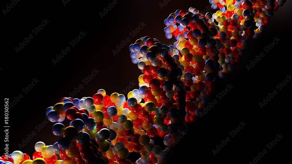 Scientifically correct DNA strand close-up CG illustration