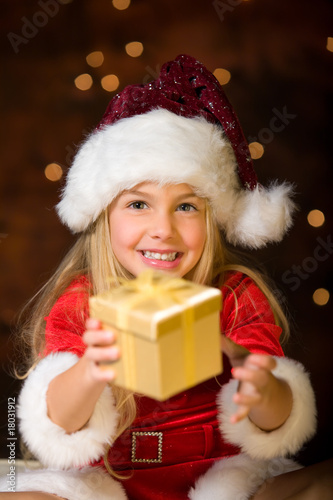 miss santa with a gift photo