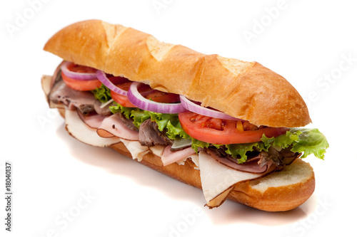 Submarine sandwich on a white background