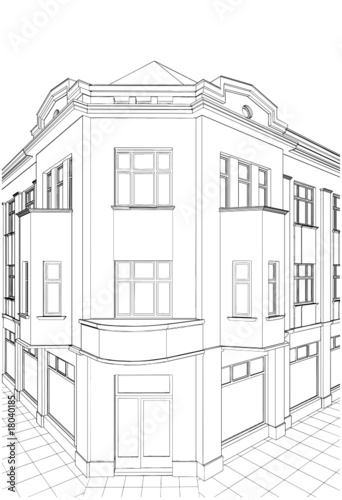 Building Corner Residential House Vector 07