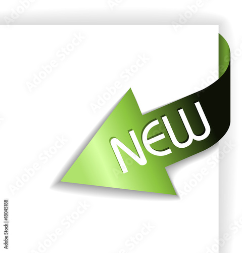 New green corner ribbon - arrow