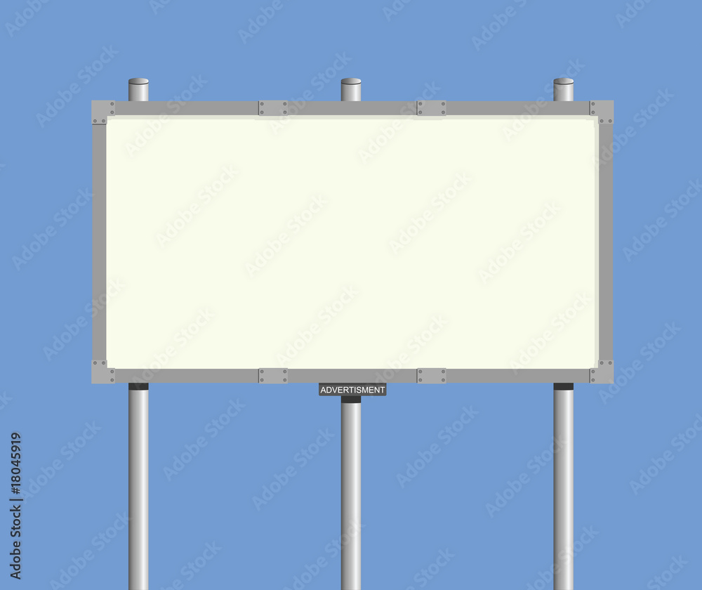 Advertising board mounted on posts with copy space Advertising board mounted on posts with copy space