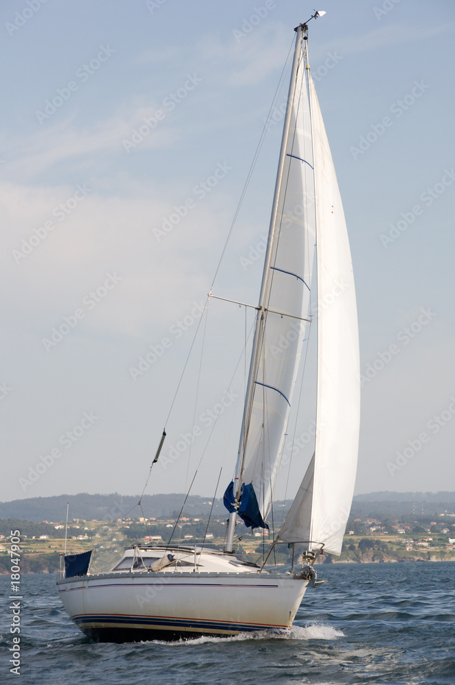 Fototapeta premium Lovely sailing boat at sea