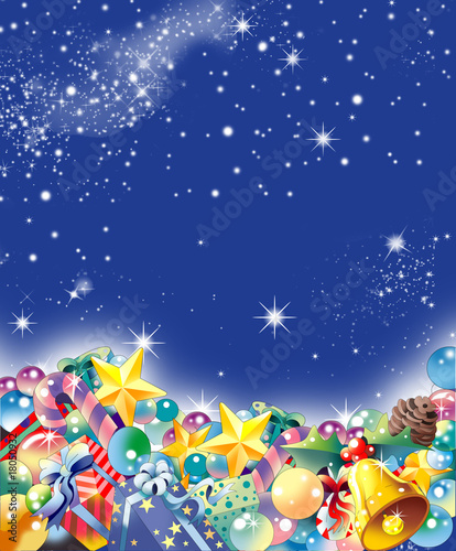 クリスマスの宝石や星のキラキラ光る背景