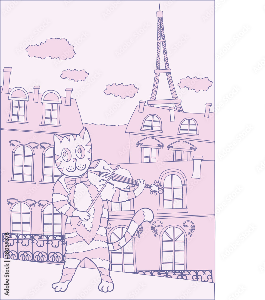 Cat the Violinist in Pink Paris