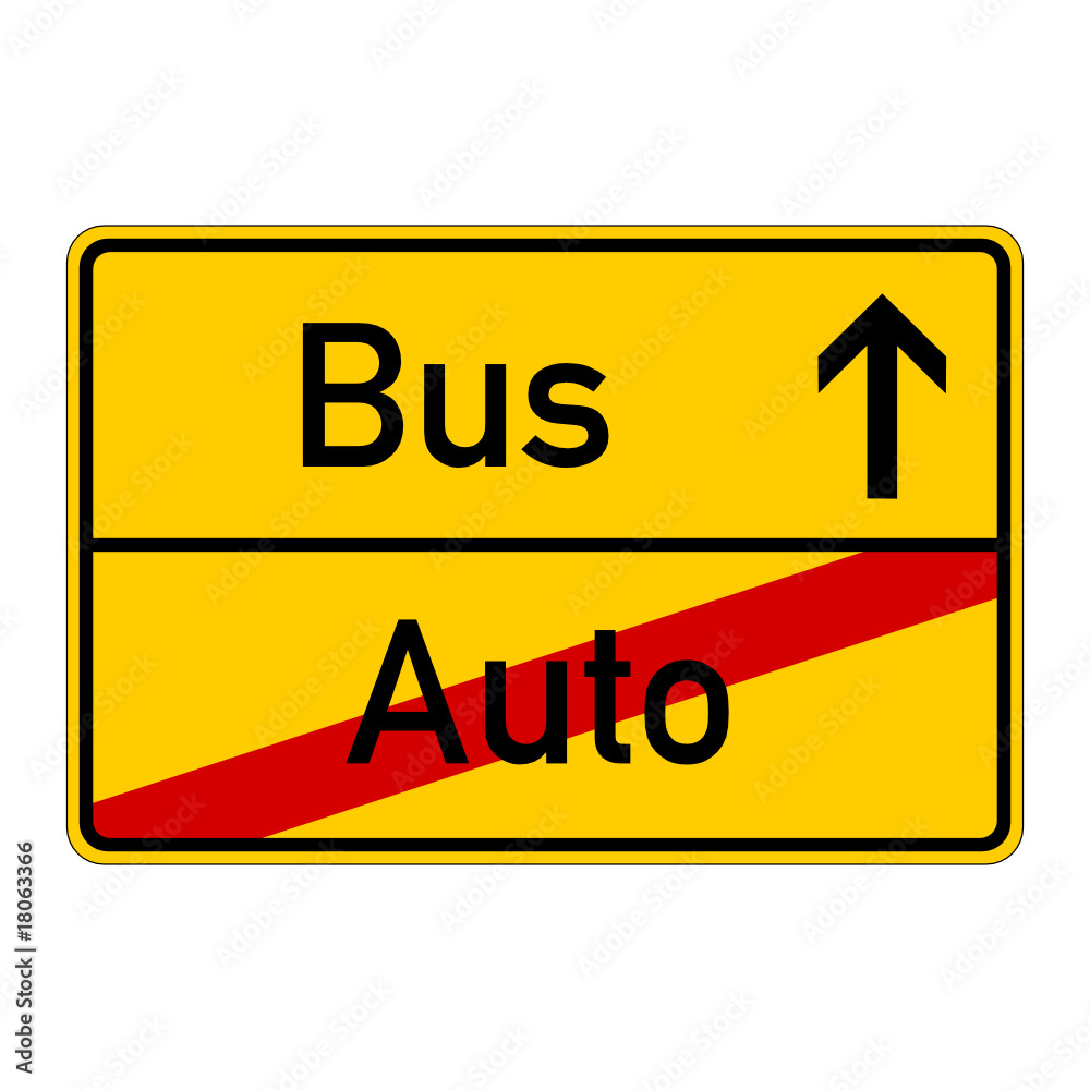 ortsschild - auto - bus ortsschild - auto - bus