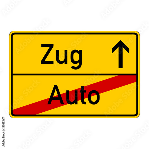 ortsschild - zug - auto