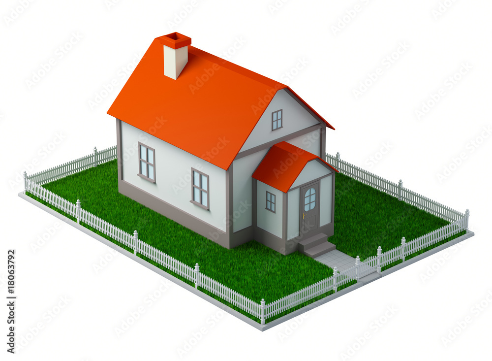 3d house on green grass lawn 3d house on green grass lawn