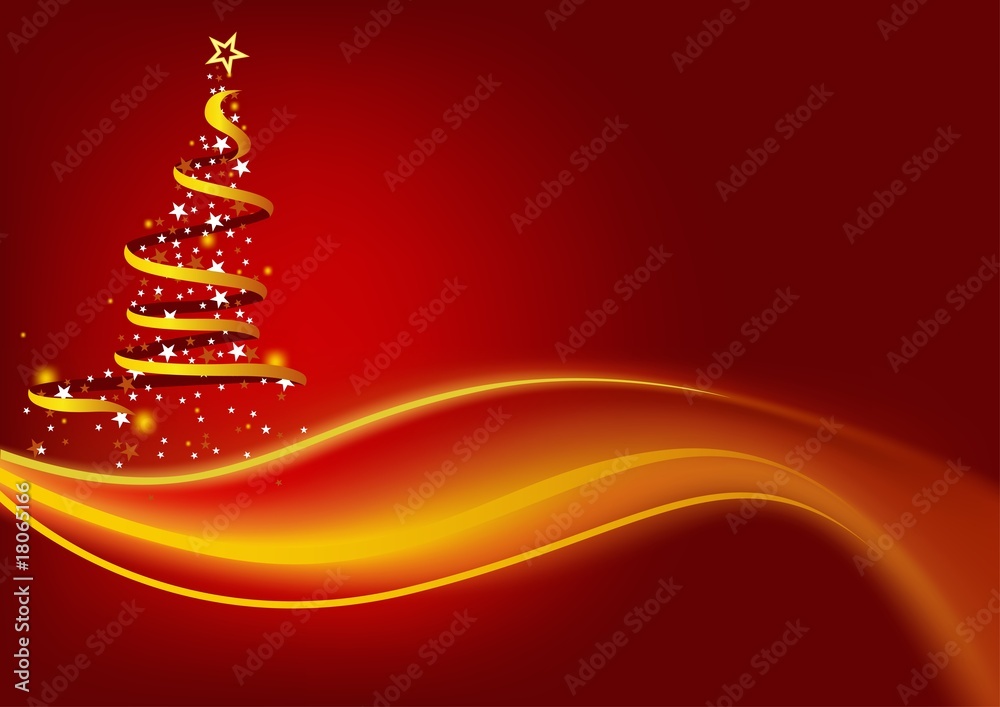 Red Christmas Wave and Abstract Christmas Tree Red Christmas Wave and Abstract Christmas Tree