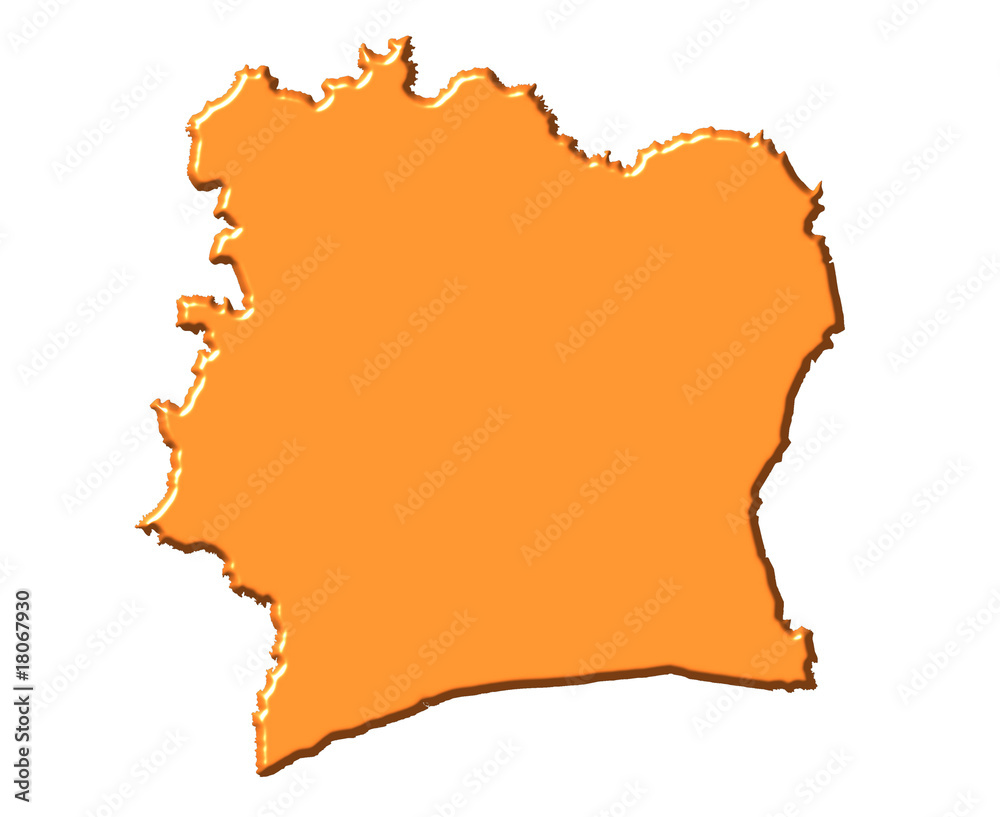 Ivory Coast 3d map with national color