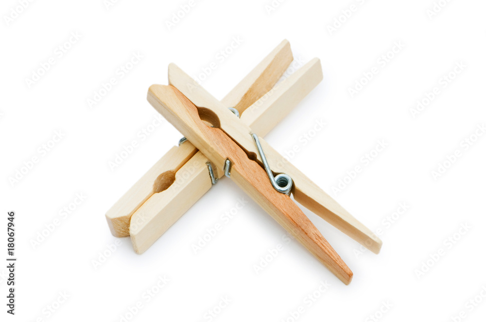 Various pegs isolated on the white background Various pegs isolated on the white background