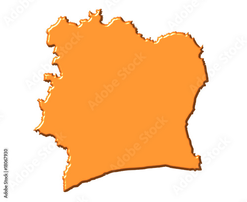 Ivory Coast 3d map with national color