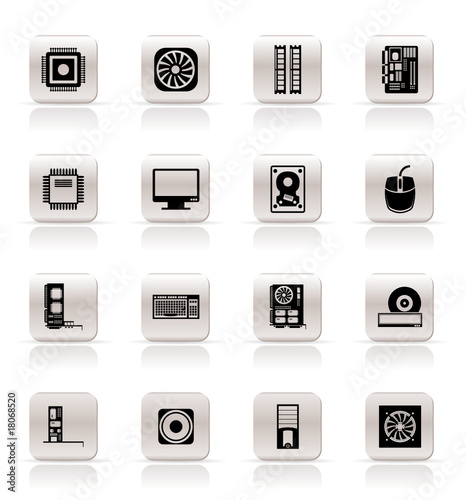 Computer performance and equipment icons - vector icon set