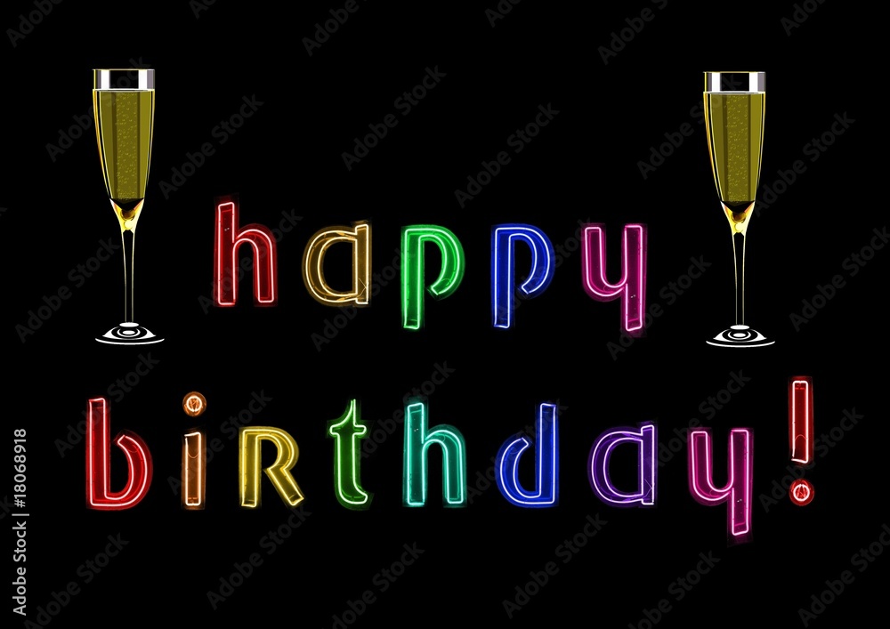 Happy birthday and champagne! Stock Illustration | Adobe Stock