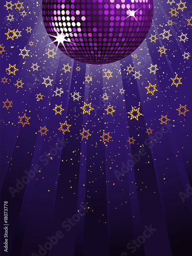 sparkling purple disco ball and stars
