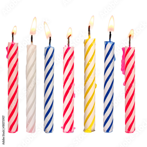 Set of colored birthday candles isolated on white