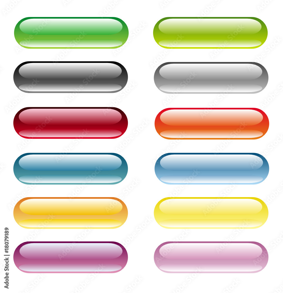 Glossy button set with reflection on both sides