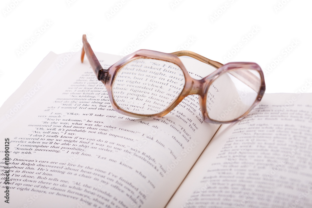 glasses with book