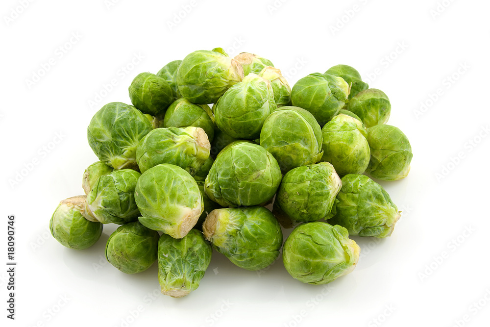 Brussels sprouts over white background Brussels sprouts over white background