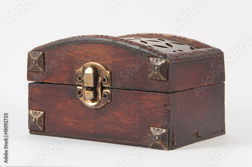 Wooden chest isolated on the white background