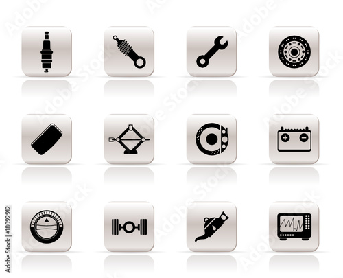 Realistic Car Parts and Services icons - Vector Icon Set 1
