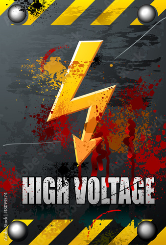 Grungy bloody High Voltage Sign