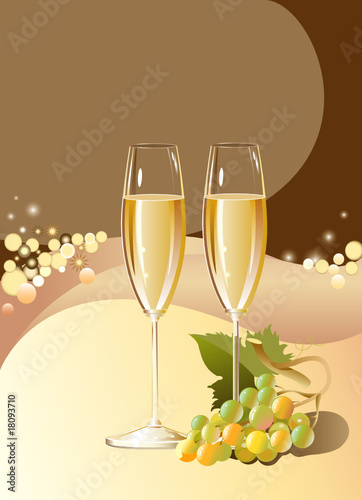 Two glasses with grapes