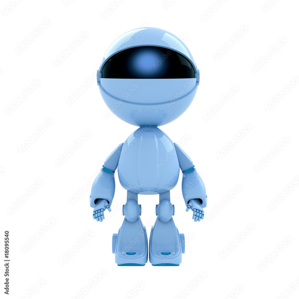 Blue robot isolated on white Blue robot isolated on white