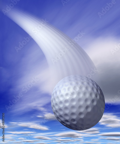 golf ball flying in the sky