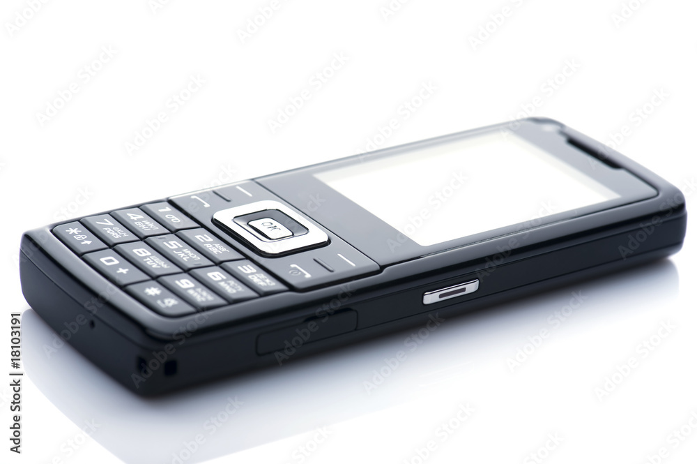 Black mobile phone isolated on white Black mobile phone isolated on white