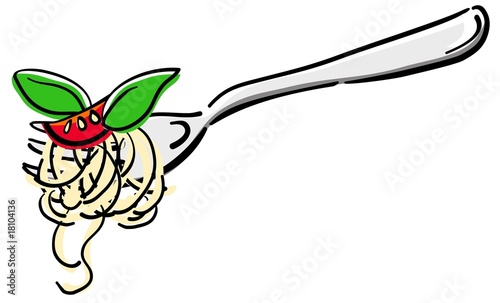 Spaghetti auf Gabel