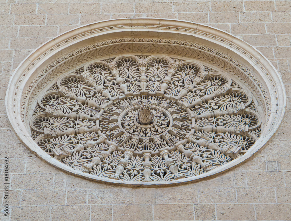 Rose window. St. Giovanni Battista church. Fasano. Puglia.
