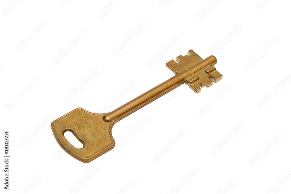 photo of yellow metal key isolated over white photo of yellow metal key isolated over white